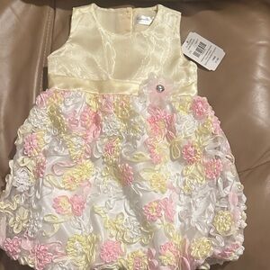 Nannette Yellow and Pink Floral Kids Dress